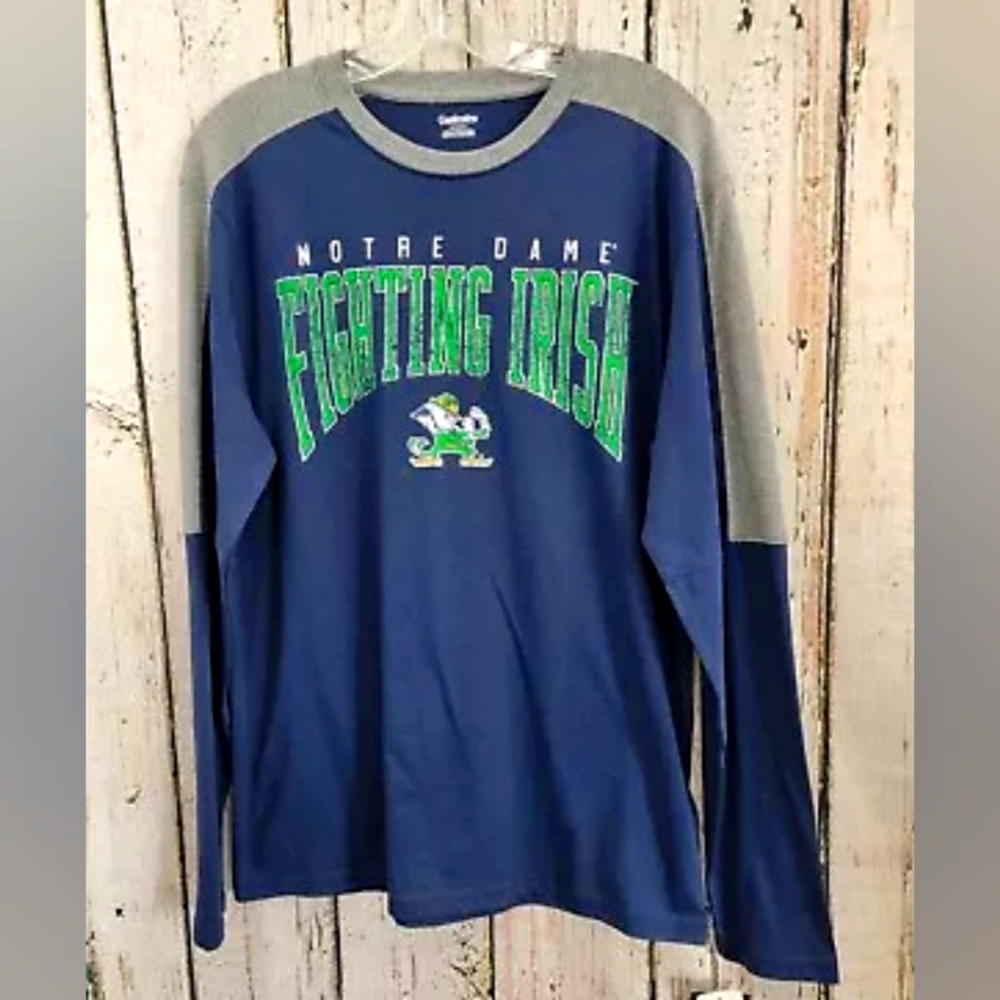 Men's Captivating Notre Dame NCAA Long Sleeve Baseball Style Tee T-Shirt‎ NEW